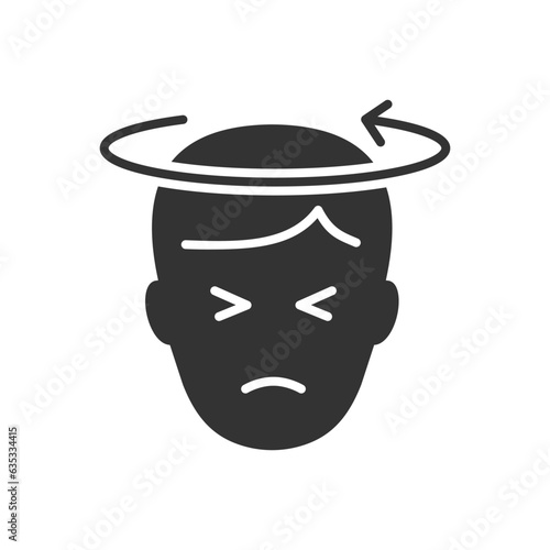 Dizziness glyph icon on white background. Vector illustration.