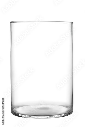 transparent glass vase of laconic shape, isolated on a white background