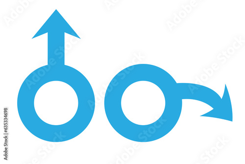 Infertility, pills for potency. Erectile dysfunction, prostatitis. Male mars symbol. Impotence, flaccid soft penis. Stock vector set illustration isolated on white background.
