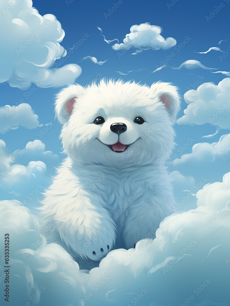Fluffy bear in Clouds. Generative AI Fluffy bear in Clouds. Generative AI