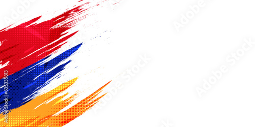 Armenia Flag with Brush Stroke Style Isolated on White Background. Flag of Armenia