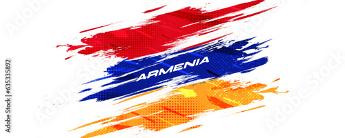 Armenia Flag with Brush Stroke Style Isolated on White Background. Flag of Armenia