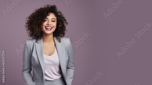 Successful cheering afro-american businesswoman is satisfied with the results of the achievement