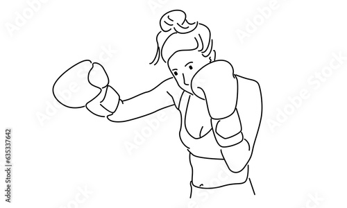 line art of female boxing athlete