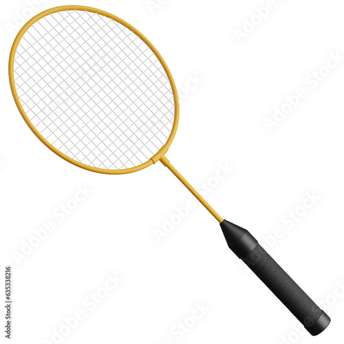 3d render of badminton racket sport equipment.