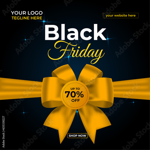 Editable Black Friday Sale banner design template vector illustration. Social media post design for Black Friday Sale. Advertising, promotional banner in black friday (ID: 635338227)