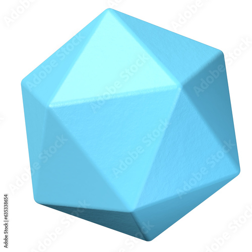 Light blue icosahedron 3D