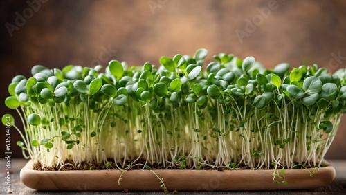 Microgreens sprouts - healthy and fresh food, Generated with AI photo