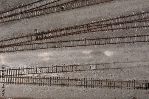 Looking straight down on railroad tracks 1 photo