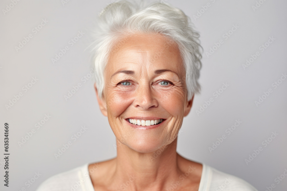 Fototapeta premium Healthy Looking Middle Aged Woman Smiling Portrait AI Generated