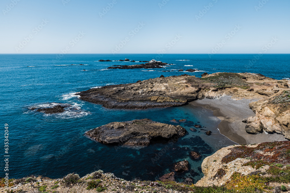 Green California coast, ocean and cliffs near Carmel California