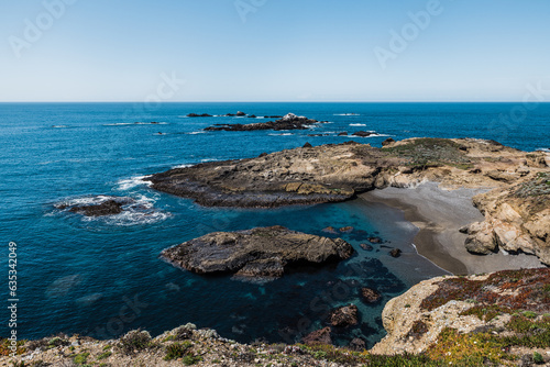 Green California coast, ocean and cliffs near Carmel California