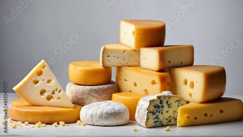 Various types of cheese. Generated with AI