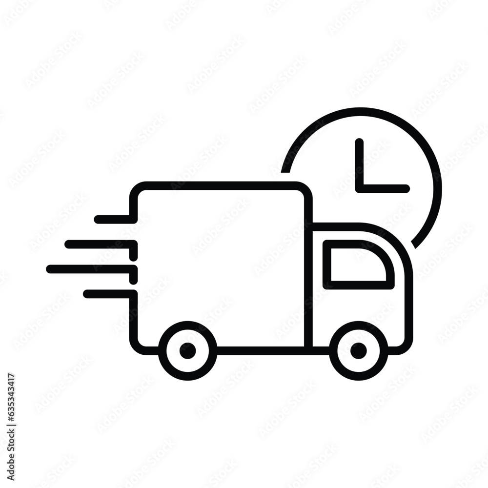 Fast Delivery Truck, Quick Delivery Transportation With Clock Symbol, Van Icon, Courier Service, Lorry, Vehicle Speedy Cargo, User Interface, Business And Finance, Shipment Vector Illustration Fast Delivery Truck, Quick Delivery Transportation With Clock Symbol, Van Icon, Courier Service, Lorry, Vehicle Speedy Cargo, User Interface, Business And Finance, Shipment Vector Illustration