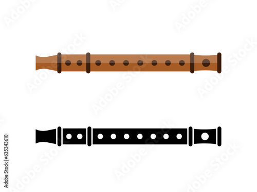 Flute Instrument Vector Illustration Big Clip Art Set. Flute Instrument Music Elements, Flute Musical Sound System. Flute Instrument Isolated Art Cartoon Silhouette.