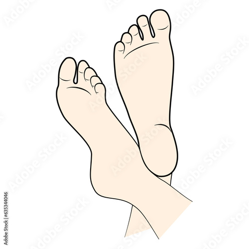 Line drawing of the left and right foot soles. Bottom of feet. Vector flat illustration on white background. Editable stroke.