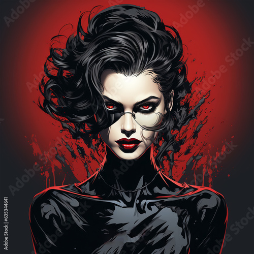Portrait of the woman witch and vampire Halloween the evil force logo concept of guile betrayal