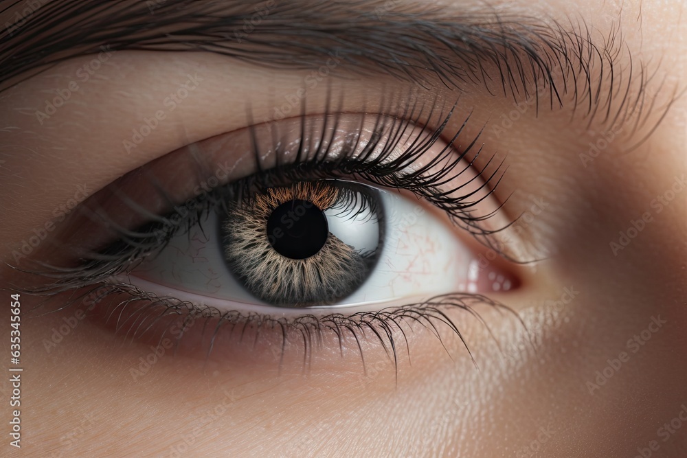 Close-up eye. Detailed Exploration of Eyes Health Makeup and Elegance Close-up eye. Detailed Exploration of Eyes Health Makeup and Elegance