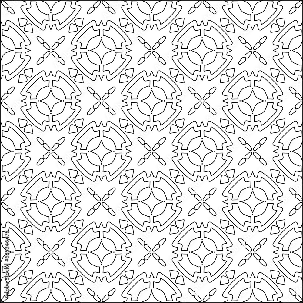 Vector pattern with symmetrical elements . Modern stylish abstract texture. Repeating geometric tiles from striped elements.Black and white pattern.