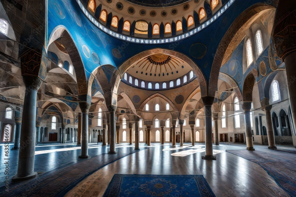 Interior of mosque, Generated using AI