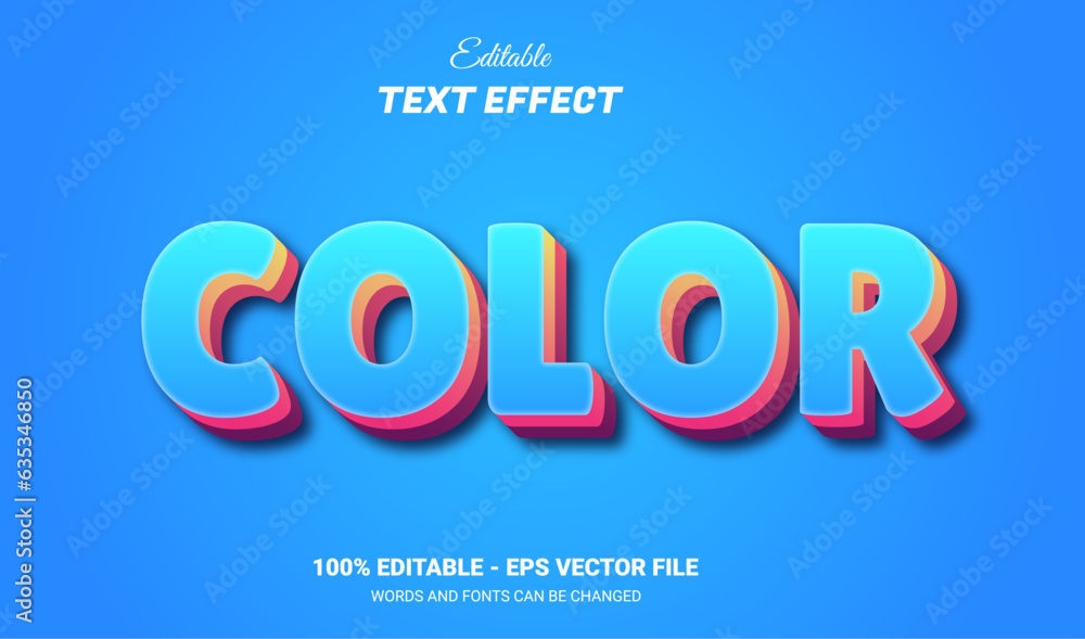 Color editable 3d text effect