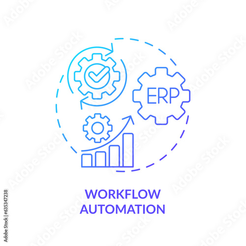 Gradient workflow automation icon concept, isolated vector, enterprise resource planning thin line illustration.