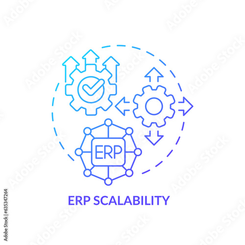 Gradient ERP scalability icon concept, isolated vector, enterprise resource planning thin line illustration.