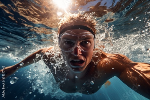 Close Up Swimmer After Executing A Perfect Butterfly, Generative AI © Shooting Star Std