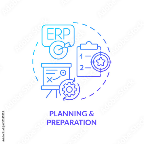 Gradient planning and preparation icon concept, isolated vector, enterprise resource planning thin line illustration.