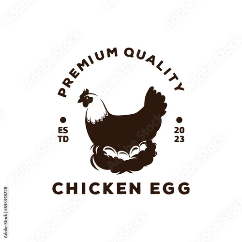 egg laying chicken logo design