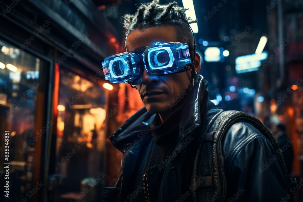 Cyberpunk Character With Augmented Reality, Generative AI