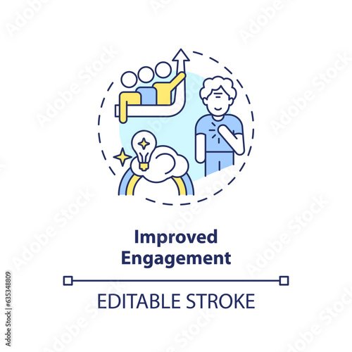 2D editable improved engagement thin line icon concept, isolated vector, multicolor illustration representing unretirement.