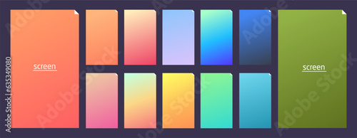 Soft pastel gradient smooth and vibrant color background set for devices, pc and modern smartphone screen soft pastel color backgrounds vector ux and ui design illustration