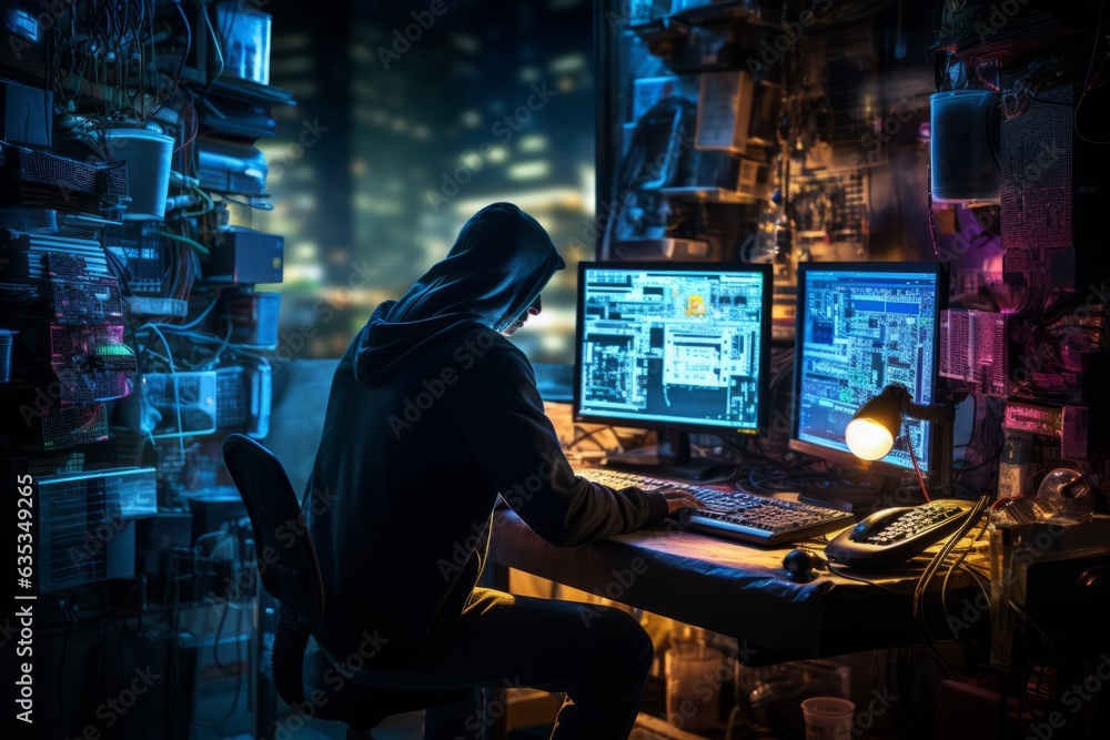 Cyberpunk Hacker At Work, Generative AI Cyberpunk Hacker At Work, Generative AI