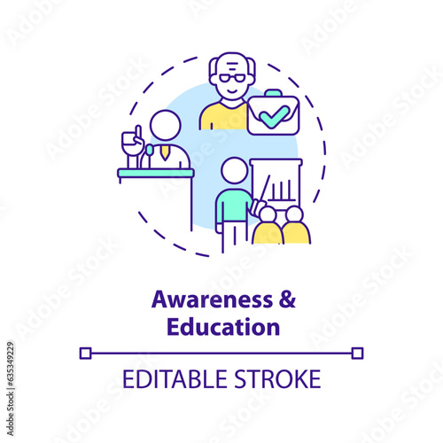 2D editable awareness and education thin line icon concept, isolated vector, multicolor illustration representing unretirement.