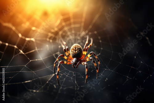 Spider sitting in a spider web, close up shot © happy_finch