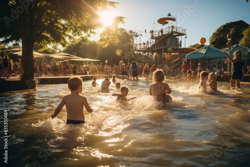  Children Playing In A Water Play Area, Generative AI © Shooting Star Std
