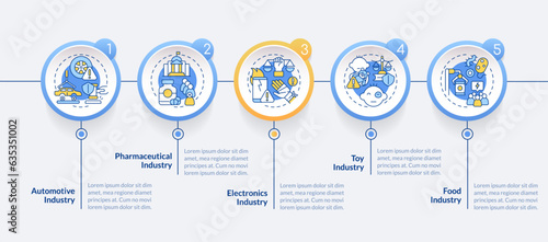 2D product liability vector infographics template with multicolor linear icons concept, data visualization with 5 steps, process timeline chart.