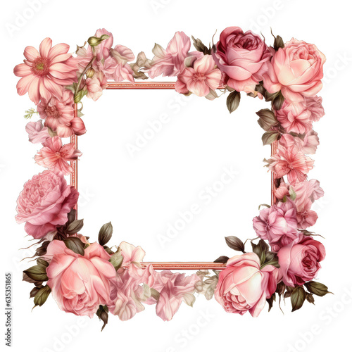 Flower Frame. Transparent Inside and Background