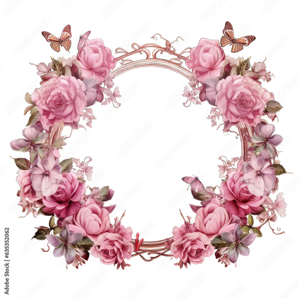 Flower Frame. Transparent Inside and Background Flower Frame. Transparent Inside and Background