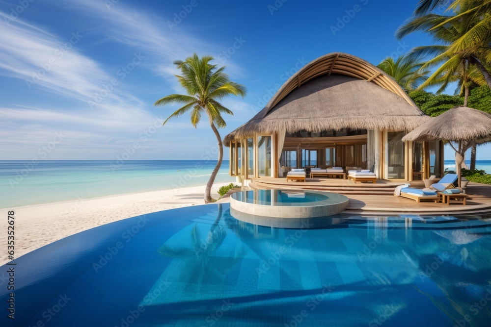 Luxurious Beach Resort Villa, Generative AI