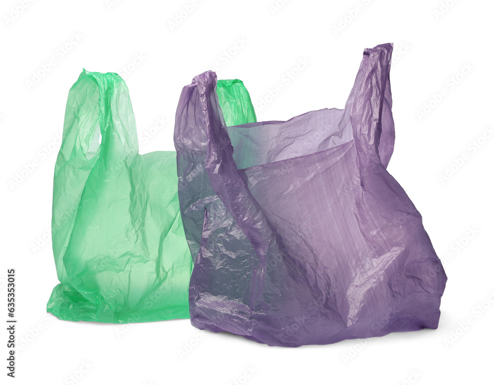 Two different plastic bags isolated on white Two different plastic bags isolated on white