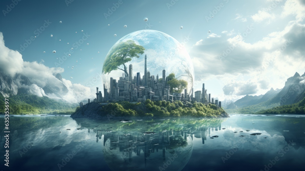 Sustainable Dreamscape: Surreal and dreamy imagery combining elements of renewable energy, technology, and the natural world | generative AI