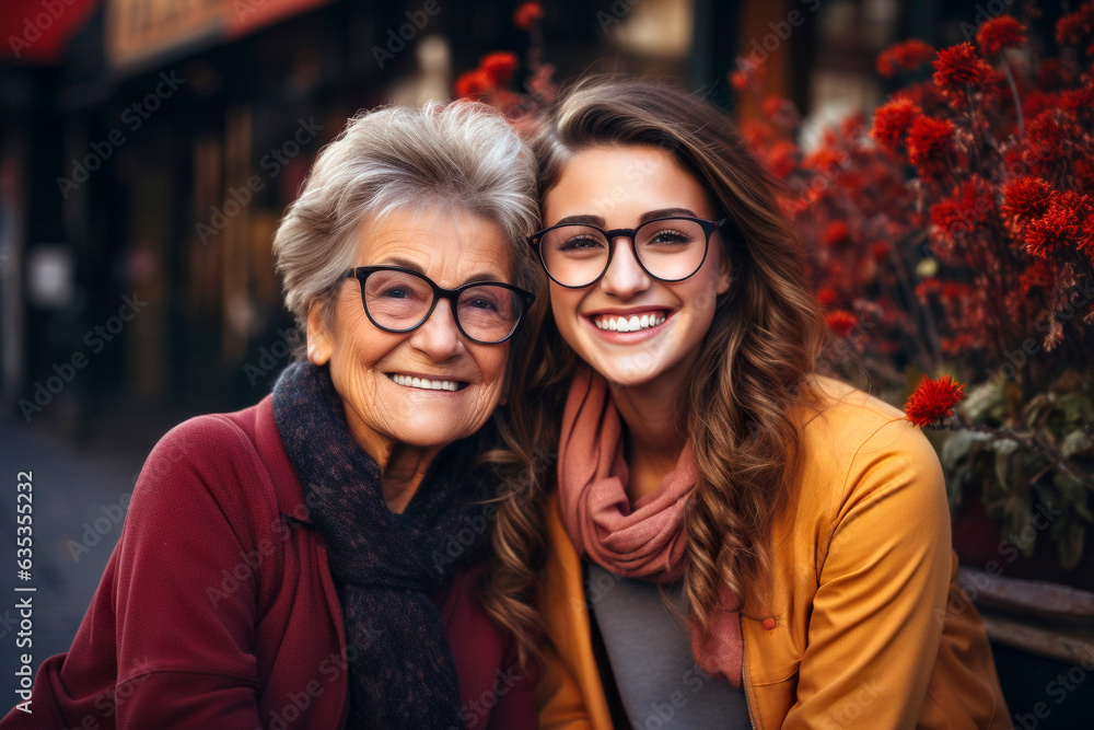 Portrait of happy senior woman with her adult daughter at home. Portrait of happy senior woman with her adult daughter at home.