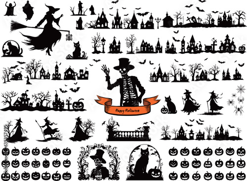 ハロウィンのシルエットイラストセット
