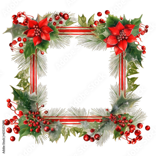 Christmas Frame. Transparent Inside and Background.