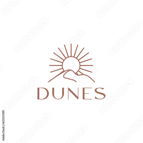 Beautiful Cosmetic logo design, for beauty care, sunshine and dunes vector