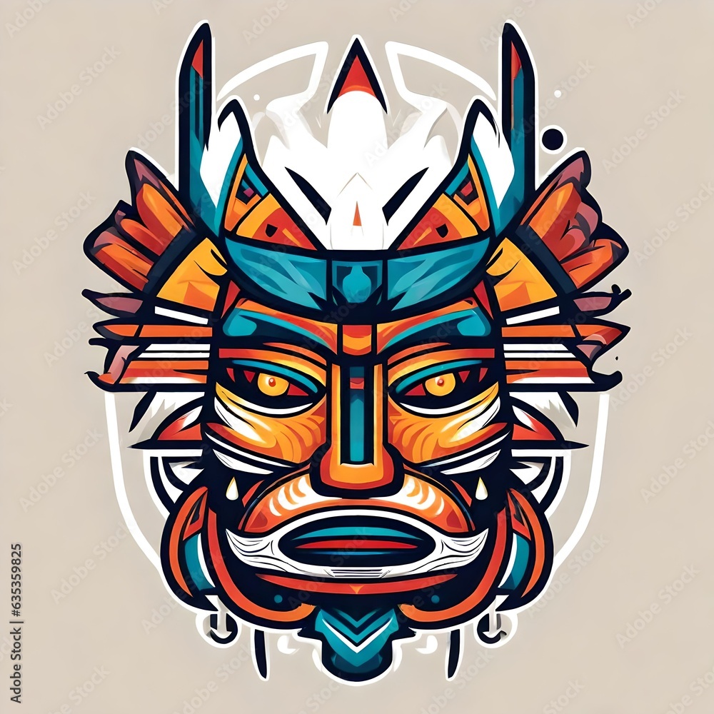A logo for a business or sports team featuring native art of a totem pole that is suitable for a t-shirt graphic.