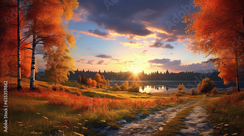 Dreamy autumn landscape. AI