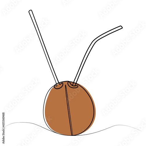 coconut continuous drawing with tubes in one line